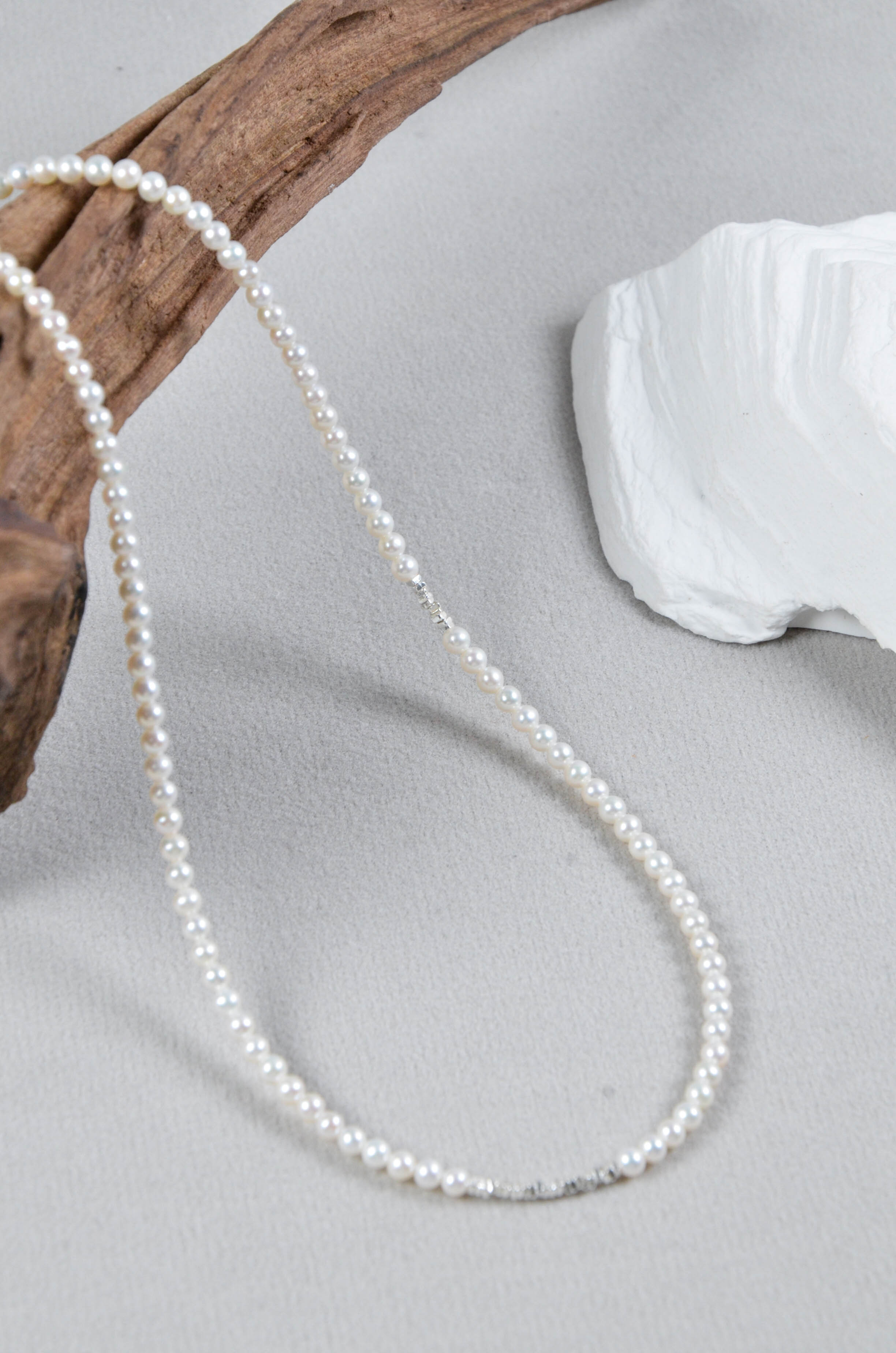 silver accent pearl strand necklace